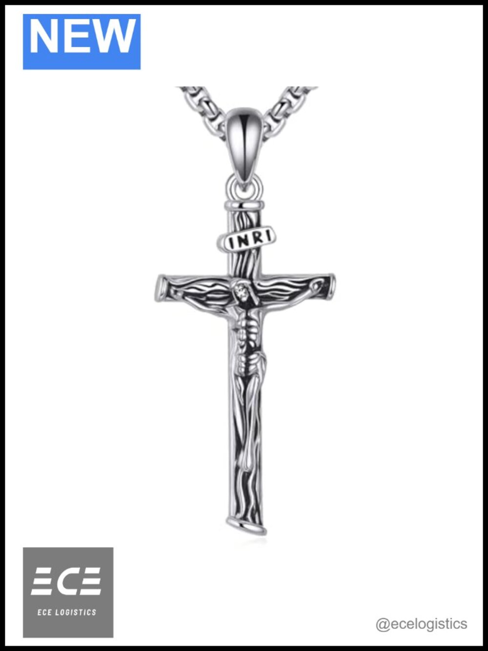925 Sterling Silver Crucifix Cross Pendant Necklace